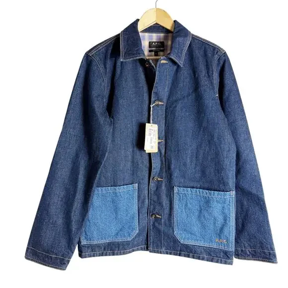 A.P.C. Indigo Anthonin Denim Patch Pocket Button Front Jean Jacket Size Small - Picture 5 of 16